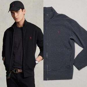 90s Vintage Polo Ralph Lauren Charcoal Gray Knit Full-zip Sweater Track Jacket S